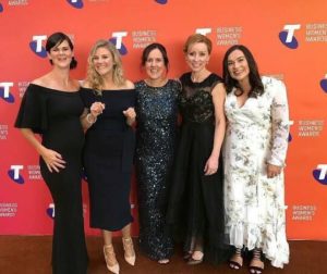 Tasmanian award winners celebrating at the national gala dinner: Penny Terry, Bernadette Black, Alicia Leis, Kirsten Connan and Melody Towns